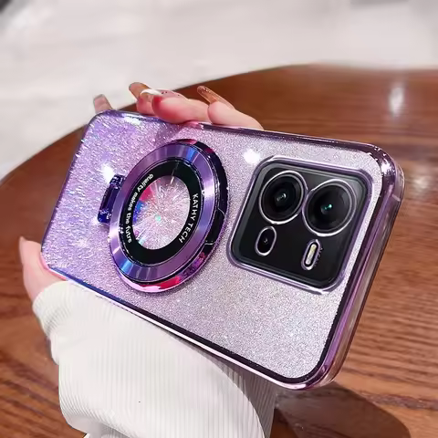 Gradient Glitter Stand Case For vivo Y28 Y200 V21 V21E V23 V25 V30SE Y76 Y73 Y53S Y51 Y36 Y35 Y33S Y