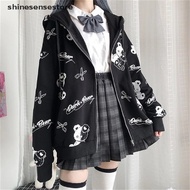 shi Anime JK Uniform Cosplay Lolita Clothing Monokuma Harajuku Women Coats Kawaii Spring Black Top Japanese Style Hoodies nn