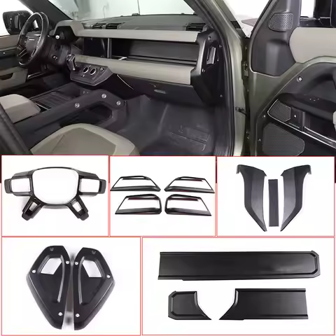 ABS Matte black For Land Rover Defender 90 110 2020-2024 Car Center Control Trim Strip Frame Cover S