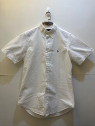 POLO RALPH LAUREN藍色POLO LOGO標 白色夏季短袖襯衫（S）