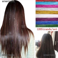 BETTER 120 Strands Hair Tinsel Silk Hair Flare Strands Glitter Rainbow Hair Decor [PH18]