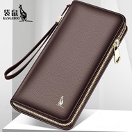 original Kangaroo Wallet Men's Long Section Leather Handbag 2022 New Wallet Clutch Bag Leather Wallet Zipper Clutch Bag