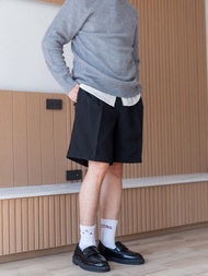 CU PANTS [2สี] กางเกงขาสั้น ทรง Bermuda Shorts (Double Pleated)  เอวสูง Classic Shorts