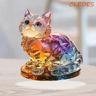 CLEOES 2D Cat Ornament, Colorful Acrylic 2D Cat Sculpture, Fashion Handmade Crystal Miniature 2D Kit