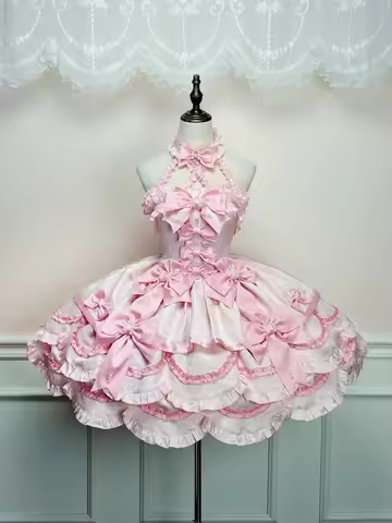 Sweetheart Petal - Sweet Lolita Petal Hem JSK Dress, Halter Neckline by Alice Girl PRE ORDER / 7 mon