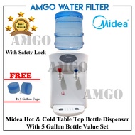 AMGO Midea Hot And Cold Table Top Bottle Dispenser With 5 Gallon Water Bottle - Bottle Type