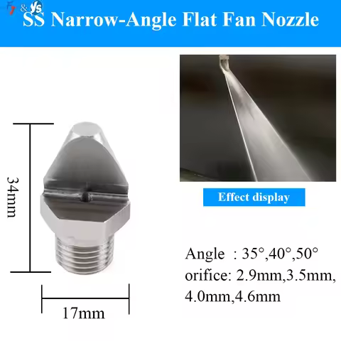 304 SS Narrow Angle Fan Spray Nozzle V-Type High Impact Nozzle Industrial Cleaning Head 1/8" 1/4" 3/