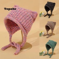 TOPABCS Knitting Cap, Thicken Cute Cat Ear Cat Ear Hat, Keep Warm Ear-protected Pullover Cap