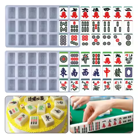 DIY Mahjong Silicone Mold Handmade Mahjong Making Supplies Crystal Glue Mold Mahjong Game Pieces Til