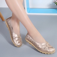 Summer Women Flat Shoes Casual Leather Slip-on Lofers Ladies Non-slip Cut Out Breathable Women's Moc