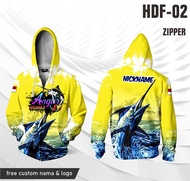 Jersey hoodie zipper mancing mania kaos angler baju fishing club lengan panjang