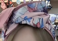 韓國寬版自綁鋁線印花碎花髮帶髮箍髮飾髮條領巾 （正-粉底藍花、反-粉紫）
