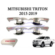 Door Handle Tray Pickup Truck Mitsubishi Triton Year 2015-2023 Chrome Plated Red Logo MQ Accessories