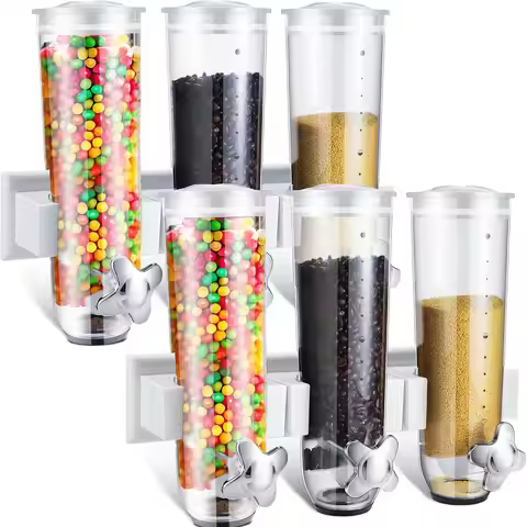Cereal Dispenser Wall Mounted Triple Dry Food Dispenser Snack Candy Dispenser Machine Wall Mount Cer