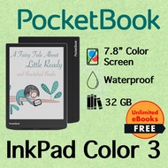 [No Ads] PocketBook InkPad Color 3 - 32 GB + 7.8" Color Display eReader | Unlimited eBooks & Audiobo