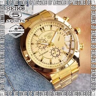 Jam Tangan Pria Seiko, Arloji 5 Quartz Otomatis Emas Untuk Pria, Jam
