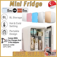 [SG In Stock]MINI Fridge 8L Multipurpose Portable Car Freezer Warmer Refrigerator Cosmetic Box Outdoor Mini Fridge