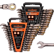 HORUSDY Flex-Head Ratcheting Wrench Set | Metric and SAE | Ratchet Combination Wrenches Set with Org