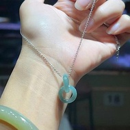 瓜地馬拉 天然原礦A貨 糯種藍水翡翠 環環相扣設計項鍊
