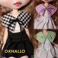 OKHALLO Doll Clothes, Checkered Macaron Outfit Checkered Cloak,  10~15cm Cotton Stuffed Doll 15cm Co