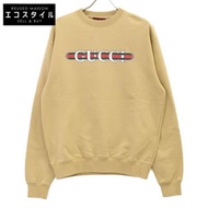 Gucci 24AW 784413 XJGKR 米色正面Logo棉質針織衛衣，小號