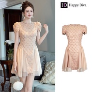 Happy Diva ชุดเดรสลูกไม้สีชมพู ไซส์สั้น ✨สไตล์โรแมนติก ใส่ได้ทั้งงานแต่ง-เรียนจบ-ปาร์ตี้ 15433