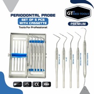 GT MED Tools 5-Piece Periodontal Probe Set CP11 CP15 WHO Williams Nabers Dentist Instrument Kit