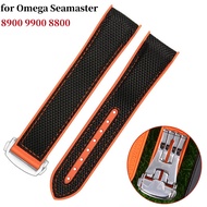 20mm 22mm Rubber Silicone Watch Band Nylon Watchband for Omega Strap Seamaster 300 Speedmaster 8900 9900 8800 Planet Ocean Belt