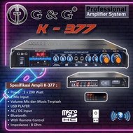 COD - Power amplifier GNG K377 Power : 2 x 200 Watt Music Terpisah USB PLAYER AC / DC Input Bluetoot