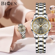 BIDEN Jam Tangan Wanita Anti Air Original Stainless steel Kalender Kuarsa Jam Tangan Cewek Korea