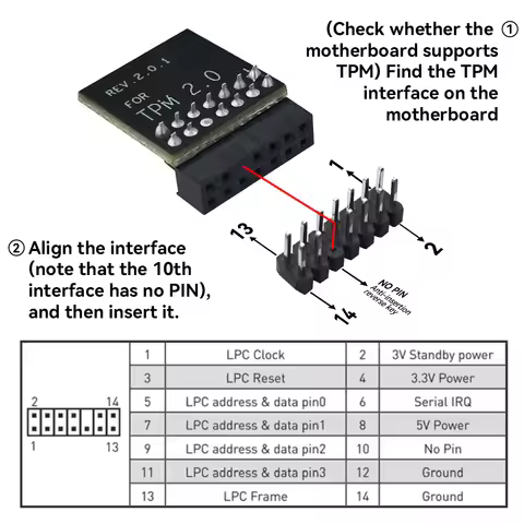MACHINIST X99 motherboard X99 K9 MR9A PRO MR9S Tpm Module 14 Pin Suitable for MSI-14PIN pins TPM 2.0