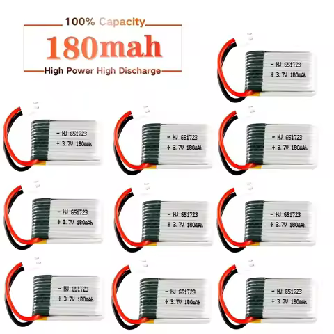For JJRC H8 Mini 3.7v 180mah Lipo Battery For H2 H48 U207 RC Quadcopter Spare parts 651723 3.7v Batt