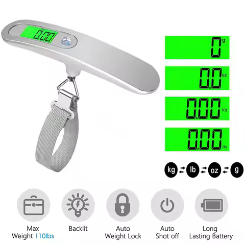 50kg/110 Pound Portable Hanging Electronic Luggage Scale with LCD Digital Display, Luggage Fishing H