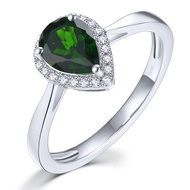 Lohaspie Jewelry Pure Silver 925 Original Ring Natural Opal Chrome Diopside Ring 925 Silver Ring Wom