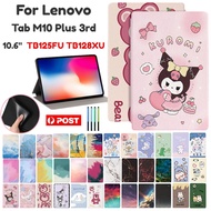 For Lenovo Tab M10 Plus 3rd Gen TB125FU TB128XU 10.6 inch Cute Cartoon Pattern Leather +TPU Fashion Flip Stand Tablet Protective Case