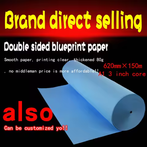 A1 Blueprint paper roll paper 3 inch tube core double sided blue 80g construction paper 620mm x 150m