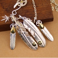 ชุดเซ็ต Goros สะพานสูงทำมือเงอะงะสร้อยคอขนนก goros จี้เงินแท้925สำหรับทั้งผู้ชายและผู้หญิง