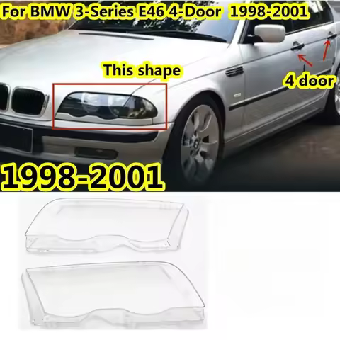 Car Headlight Light Lens Covers For BMW 3 Series E46 330xi 325xi 328xi 4-Door 1998 1999 2000 2001 He