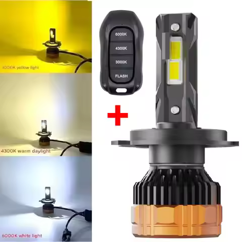 1pcs Tri-Color Remote H11 H9 HB3 9005 HB4 9006 H1 H9 160W 6500K 4300K 3000K LED Headlights H4 Led H7
