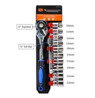 Valueshop Kunci Sok 12 Pcs 1/2 Socket Set Ratchet Tool Kit Chrome Vanadium Steel