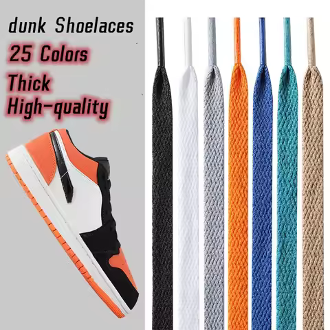 High Quality Solid Color Thicken Flat Dunk Shoelaces For Sneakers High-top Canvas Basketball OFF Whi