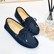 牛皮豆豆鞋-深藍