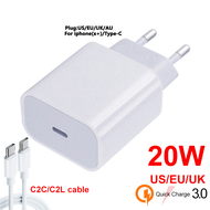 New 20W PD For Iphone 13 12 USB-C C2L Cable Power Adapter charger UK/US/EU Plug Smart Phone Fast Cha