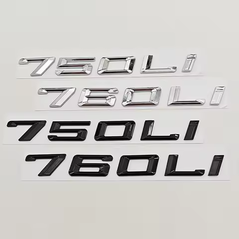3D ABS Chrome Black Car Letters Logo 750Li 760Li Rear Trunk Badge Stickr Dceals For BMW 7 Series 750