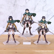 PVC Figma Levi Eren Mikasa Ackerman Action Figure Anime Attack on Titan Assemble Movable Figurine Mo