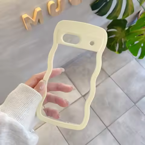 Cute Transparent Curly Wave Phone Case For Google Pixel 9 Pro 9A 8 8A 7A Shockproof Bumper Aesthetic