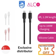 Philips USB-C Cable | Silicone Cable | 100W Charging Cable |1.2m | 480mbps Transfer Speed | DLC6541C