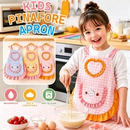 Cute Pinafore Apron for Kids Girl Waterproof Reusable Kids Apron Painting Apron Anti Stain Feeding