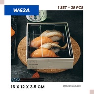 [25 pcs] W62A Cake Box 16x12 cm | Wooden Box Nigiri Sushi 16x12x3.5cm Aesthetic Cake Box