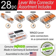 WAGO 221 Lever Nuts 28pc Compact Splicing Wire Connector Assortment with Case | Includes 221-2401, 2